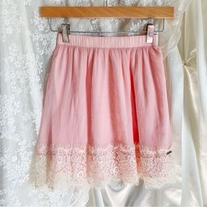 Pink and Cream Lace Trim Hollister Skirt